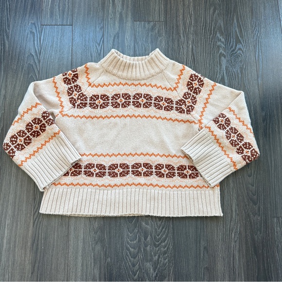Madewell Fair Isle Mock Neck Soft Alpaca Blend Sweater Women’s Large - Picture 3 of 6
